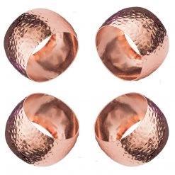 Nicole Fantini Collection Curved Hammered Cooper Plated Napkin Rings Set Of 4 Elegant Napkin Rings