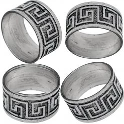 Nicole Fantini Collection Elegant Napkin Rings Celtic Silver Plated Napkin Rings Set 4pc Embossed