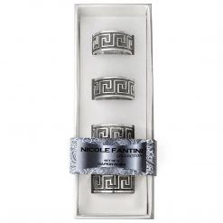 Nicole Fantini Collection Elegant Napkin Rings Celtic Silver Plated Napkin Rings Set 4pc Embossed
