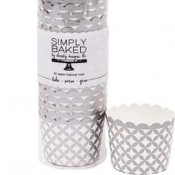 Blue Sky Simcha Collection Scalloped White Silver Baking Cup 20 Ct Baking Cups