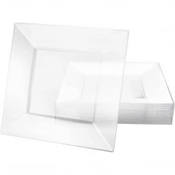 Lillian Tablesettings Square Plastic Dinner Plates Clear 6.5" Elegant Plates 5 Lillian Tablesettings Square Plastic Dinner Plates Clear 6.5
