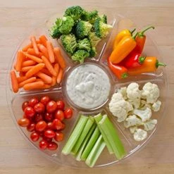 Hanna K Signature Trays / Platters Clear 7 Compartment 14" Plastic Platter