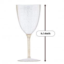 Decorline Gold Glitter Disposable Plastic Wine Glasses Goblet 7 Oz 6 Decorline Gold Glitter Disposable Plastic Wine Glasses Goblet 7 Oz