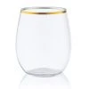 Decorline Gold Rim Stemless Plastic Wine Glasses Goblet 12 Oz Elegant Cups