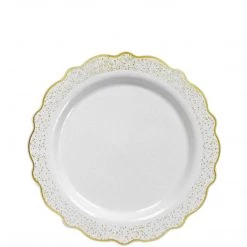 Decorline Confetti Collections Plate White Gold 7.5" Elegant Plates