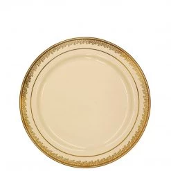 Decorline SALE Prestige Collection Plastic Dinner Plates Gold Cream 7.25" 10 Count