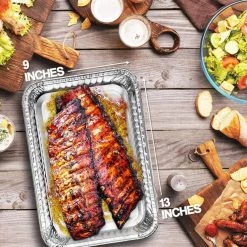 OnlyOneStopShop 9×13 Half Size Aluminum Pans Combo 50 Lids 50 Pans Disposable Regular