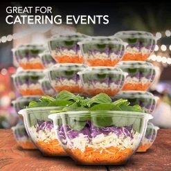 OnlyOneStopShop 32 Oz Salad To-Go Containers - Clear Plastic Disposable Salad Containers/Bowls With Airtight Lids