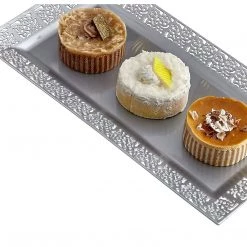 Decorline Clearance Sale SALE Inspiration Collections Plastic Serving Trays Silver White 14