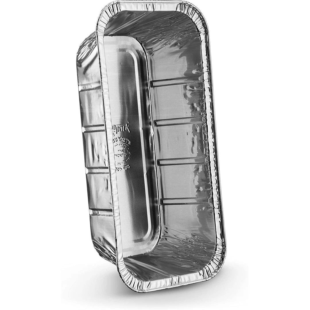 Nicole Collection Disposable Aluminum 5Lb Loaf Foil Pan 1/3 Size Deep 12 17/32" L X 6.5" W X 3 5/16" D 4 Nicole Collection Disposable Aluminum 5Lb Loaf Foil Pan 1/3 Size Deep 12 17/32" L X 6.5" W X 3 5/16" D