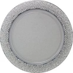 Decorline Charger Hammered Design Plates Silver 13" 2CT Elegant Chargers