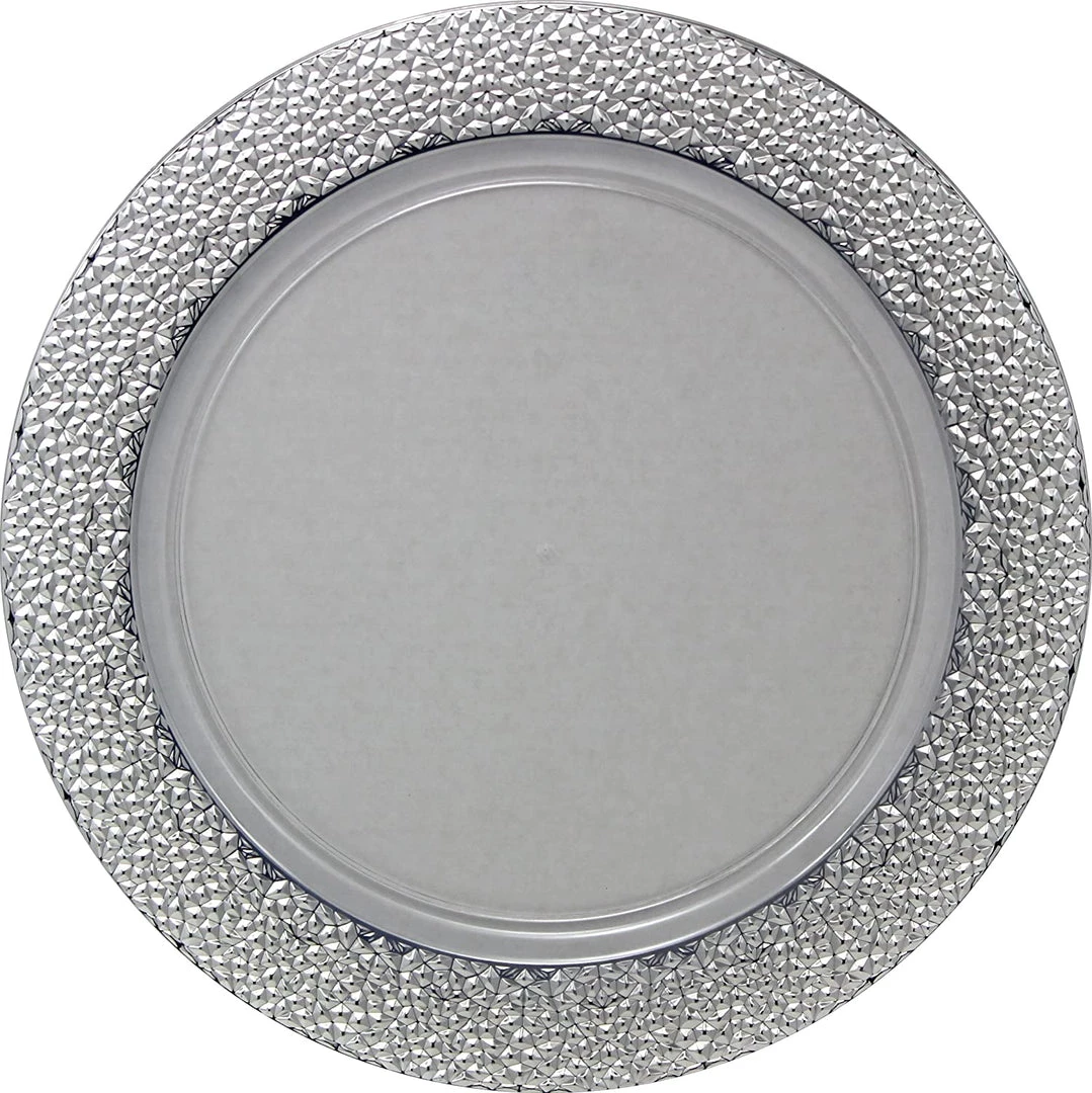 Decorline Charger Hammered Design Plates Silver 13" 2CT Elegant Chargers 1 Decorline Charger Hammered Design Plates Silver 13" 2CT Elegant Chargers