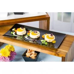 Lillian Tablesettings Rectangular Plastic Appetizer Plates Black 7.5"