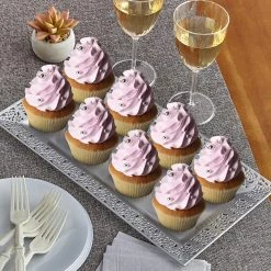 Decorline Clearance Sale SALE Inspiration Collections Plastic Serving Trays Silver White 14" X 7.25" 2 Count