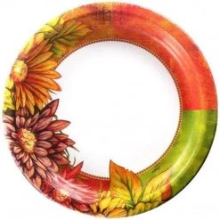 Hanna K Floral Art Premium Heavyweight Dinner Paper Plates 10" Thanksgiving
