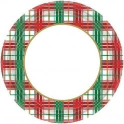 Hanna K Christmas Plaid Premium Heavy Weight Dinner Paper Plates 10"