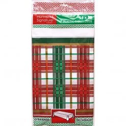 Hanna K Christmas Plaid Heavyweight Plastic Table Cover 54" X 96"