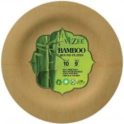 Nicole Fantini Collection SALE Vezee Bamboo Disposable Dinner Plates Round Size 9