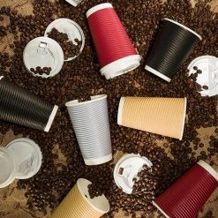 Nicole Home Paper Cup Maroon Hot Cold With Lid 12 Oz Paper Cups