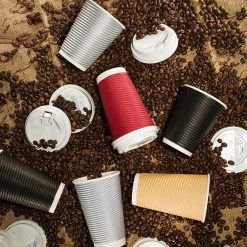 Nicole Home Paper Cups Paper Cup Ripple Hot Cold Silver With Lid 16 Oz