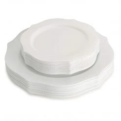 Decorline Antique Collection Plastic Salad Plates White 7'' Elegant Plates