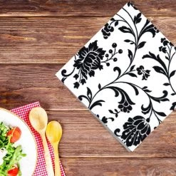 Decorline Arabesque White/Black Lunch Napkins 20 Ct