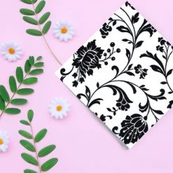 Decorline Arabesque White/Black Lunch Napkins 20 Ct
