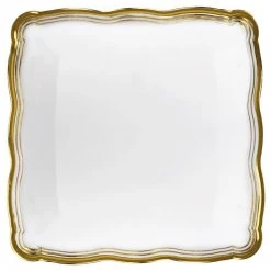 Decorline Aristocrat Collection Square Serving Trays White & Gold 12β X 12β