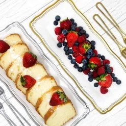 Decorline Aristocrat Collection Narrow Serving Trays White & Silver 13.75x6 Elegant Plates