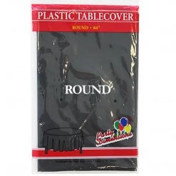 Party Dimensions TableCloth Plastic Disposable Round Black 84'' Tablecloths & Placemats