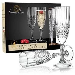 Blue Sky Simcha Collection Crystal Effect Elegant Plastic Champagne Flutes 5oz Elegant Cups