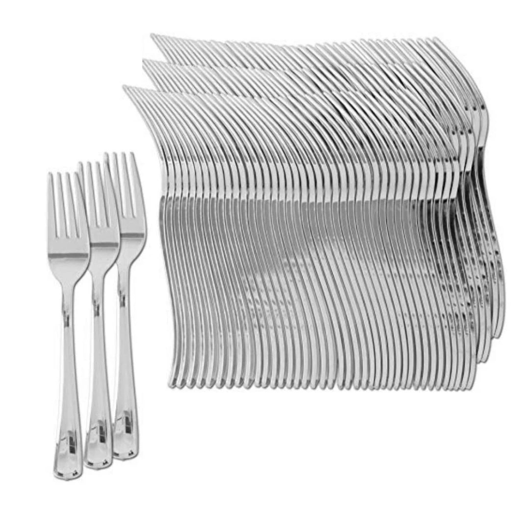 Blue Sky Dynasty Collection Plastic Silver Forks Elegant Cutlery 7 Blue Sky Dynasty Collection Plastic Silver Forks Elegant Cutlery