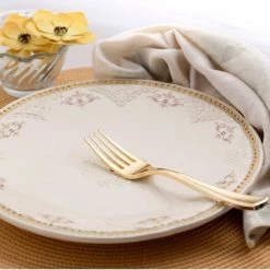 Blue Sky Dynasty Collection Plastic Gold Forks Elegant Cutlery