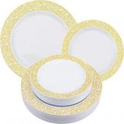 Blue Sky SALE Gold Touch Salad Plates Gold Rim 7" 10CT Clearance Sale 6 Blue Sky SALE Gold Touch Salad Plates Gold Rim 7