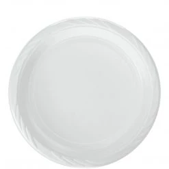 Blue Sky WHITE LIGHTWEIGHT PLASTIC DINNER PLATES 9" Plastic Plates