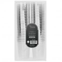 Blue Sky Plastic Disposable Cups Silver Rim Tumblers 10 Oz Elegant Cups