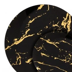 Blue Sky Gold Stroke Black Dinner Plates 7.5″ Elegant Plates