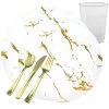 Decorline Gold Stroke White Dinner Plates Tableware Package