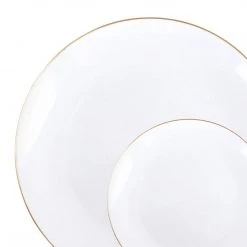Decorline Organic Collection Dinner Plate White & Gold Rim Tableware Package Elegant Party Sets