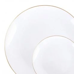 Blue Sky Elegant Plates Organic White Gold Rim Dinner Plates 10.5"