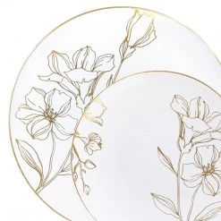 Blue Sky Antique Gold Elegant Floral Wedding Dinner Plate Sets Elegant Party Sets