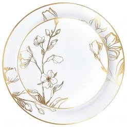 Blue Sky Elegant Plates Antique Gold Floral Dinner Plates 10″