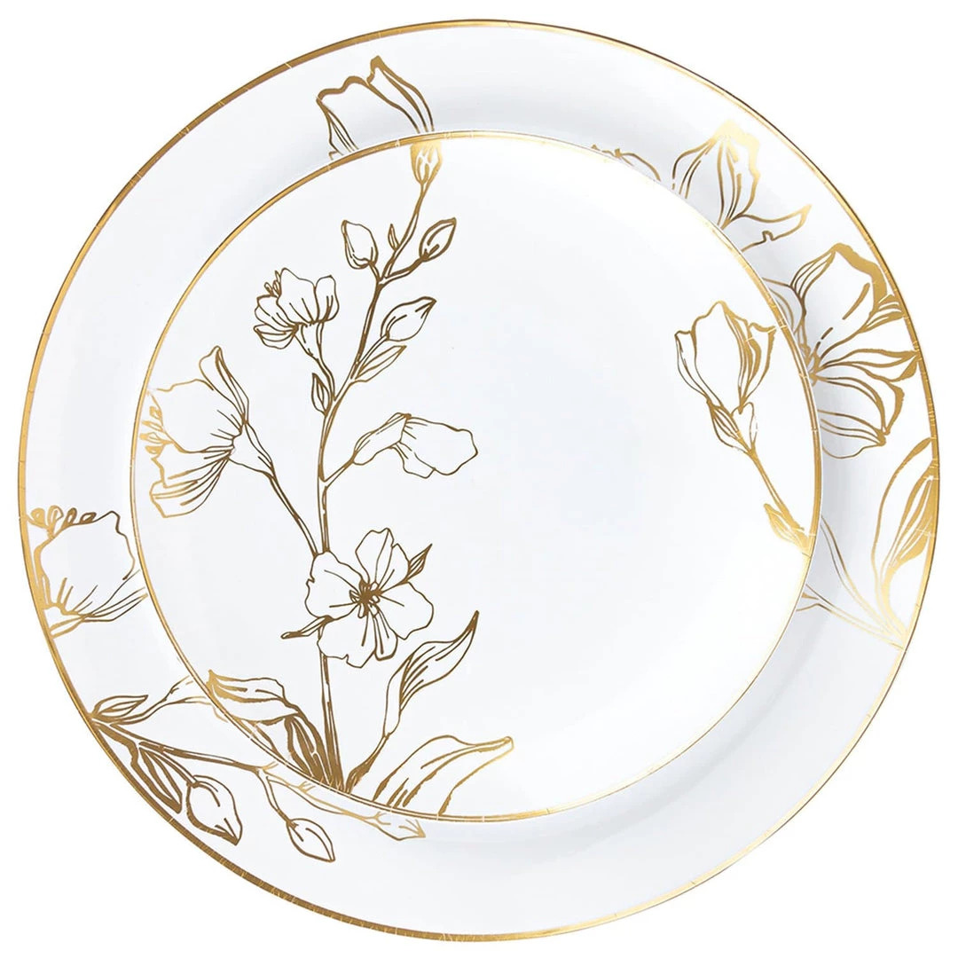 Blue Sky Antique Gold Floral Dinner Plates 9″ 2 Blue Sky Antique Gold Floral Dinner Plates 9″