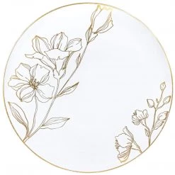 Blue Sky Antique Gold Floral Dinner Plates Tableware Package
