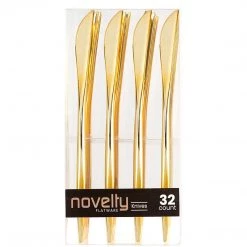 Blue Sky Elegant Cutlery NOVELTY FLATWARE DINNER KNIVES GOLD