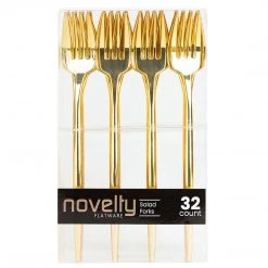 Blue Sky NOVELTY FLATWARE DINNER SALAD FORKS GOLD Elegant Cutlery