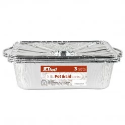 Blue Sky Jet Foil Disposable Aluminum Small Rectangle Pots With Lids Combo