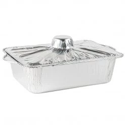 Blue Sky Jet Foil Disposable Aluminum Small Rectangle Pots With Lids Combo