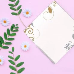 Hanna K Signature Elegant Napkins Bella Vite Shimmer Gold/Silver Beverage Napkins 75 Count