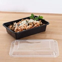 OnlyOneStopShop 16oz Black Rectangular Microwavable MealPrep Containers With Clear Lids